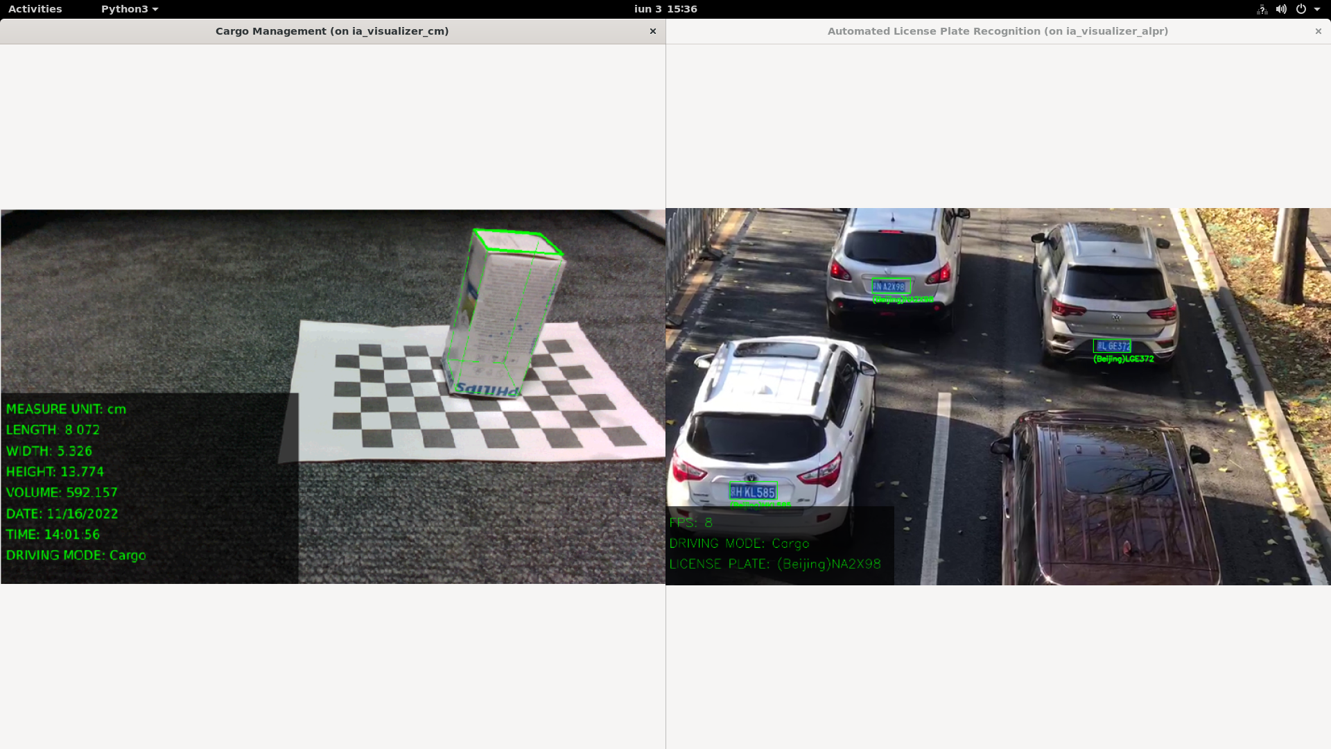 A browser window showing output of 2 visualizers in a side-by-side view.