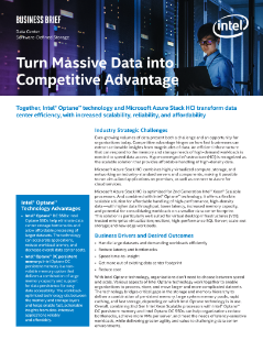 Together, Intel® Optane™ Technology and Microsoft Azure Stack HCI Transform Data Center Efficiency, with Increased Scalability, Reliability, and Affordability