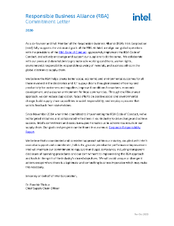Responsible Business Alliance (RBA) Commitment Letter