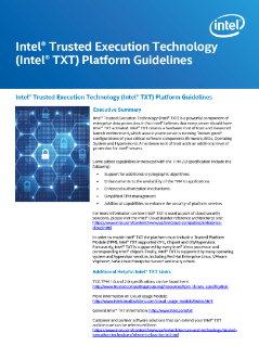 Intel® Trusted Execution Technology Server Platform Matrix