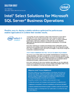 Solution Brief: Intel® Select Solutions for SQL Server*