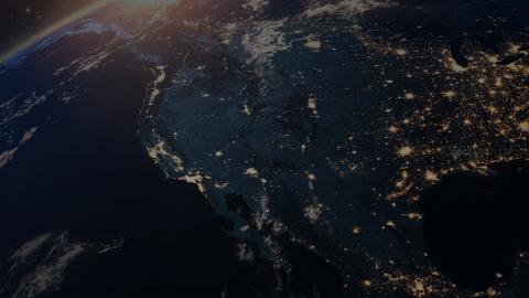 Earth view of North American power grid